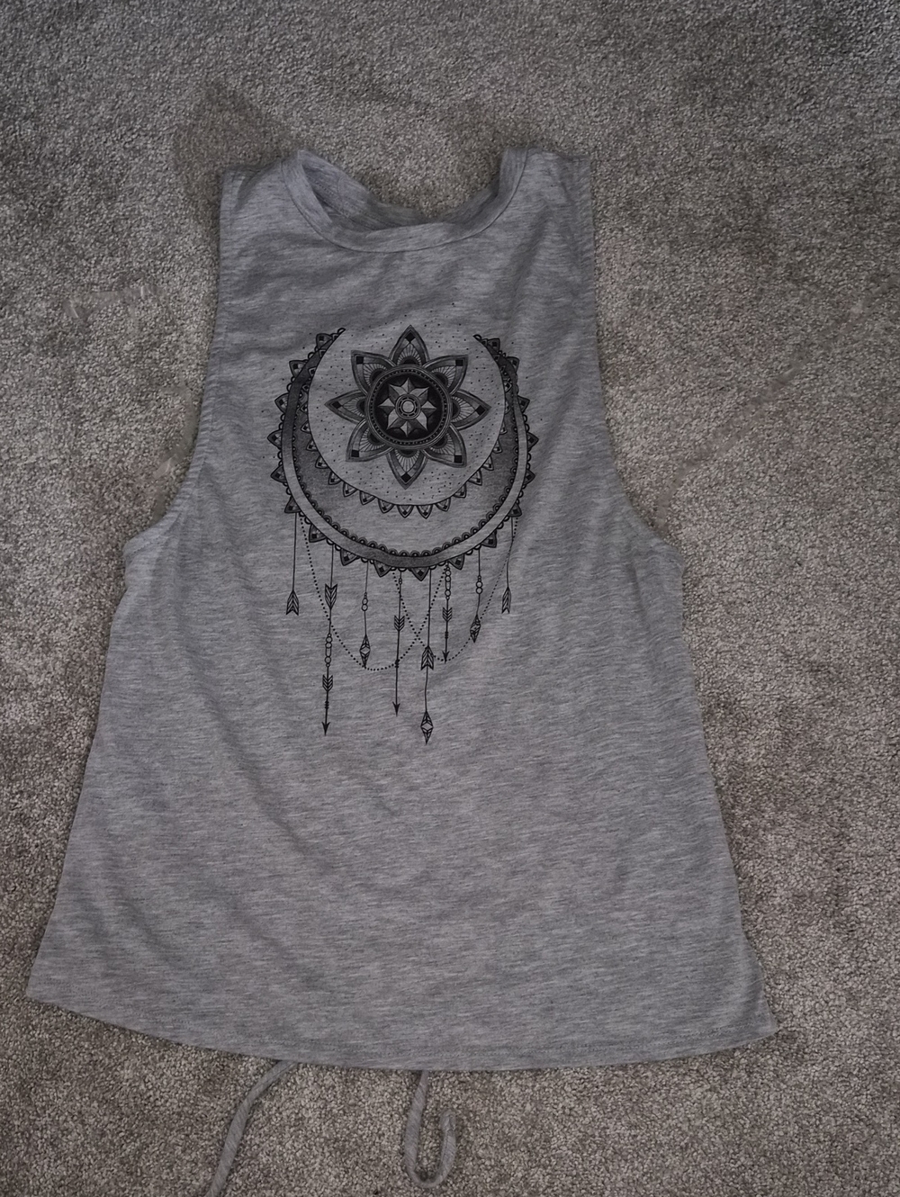No Boundaries Gray Tank with Black Boho Crescent Graphic